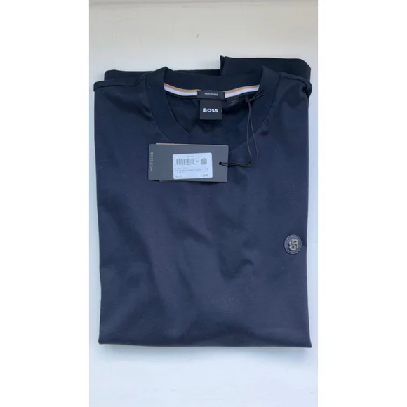 NWT $129 Men's BOSS Dark Blue Short Sleeve Tee L - Picture 5 of 8
